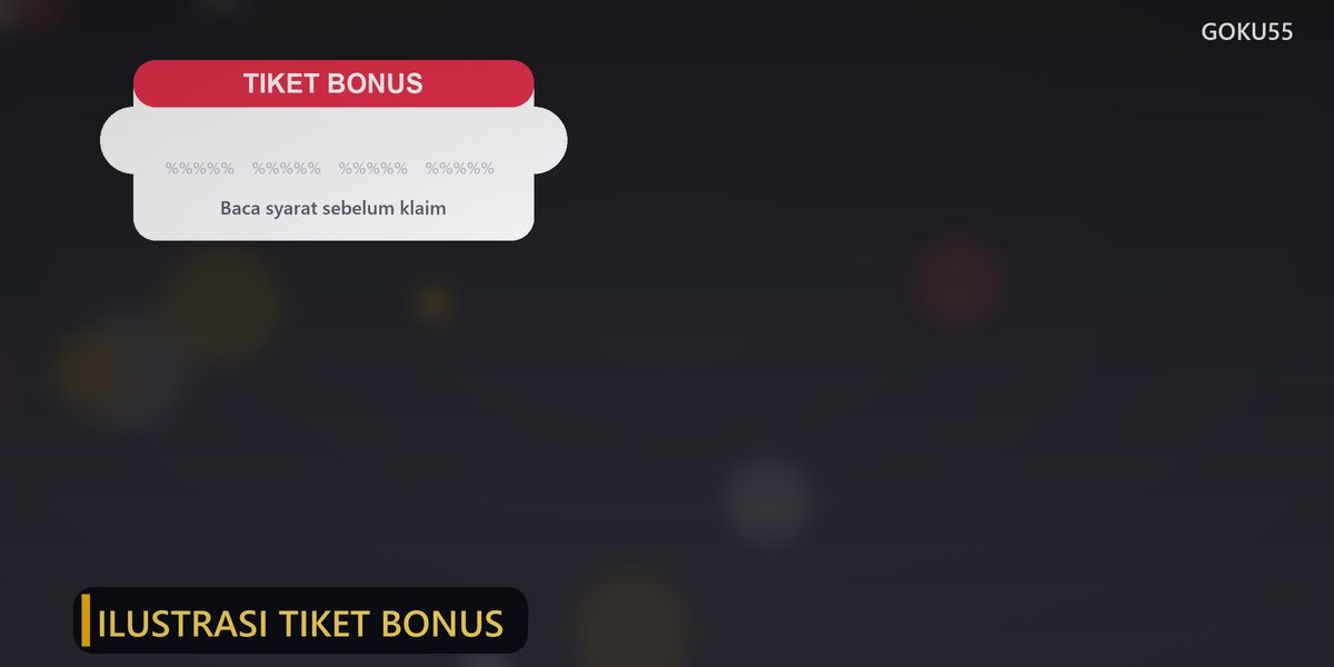 Ilustrasi tiket bonus dengan stub berlubang dan keterangan baca syarat sebelum klaim