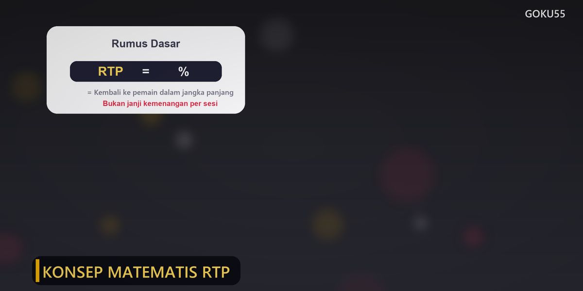 Ilustrasi kartu rumus RTP dengan keterangan pengembalian jangka panjang dan peringatan bukan janji kemenangan